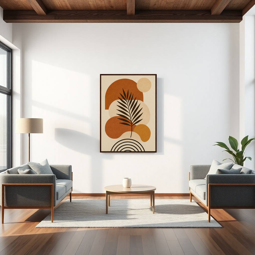 Minimalist Boho Abstract Wall Art in Earthy Brown and Beige Tones
