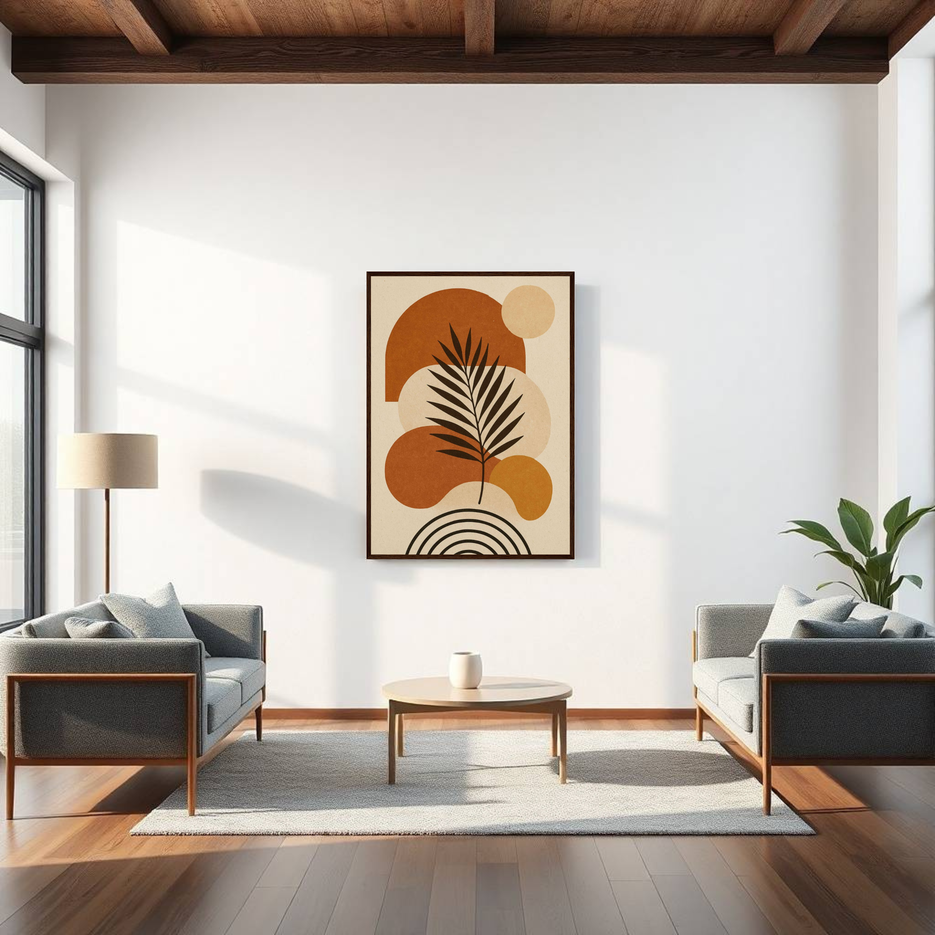 Minimalist Boho Abstract Wall Art in Earthy Brown and Beige Tones