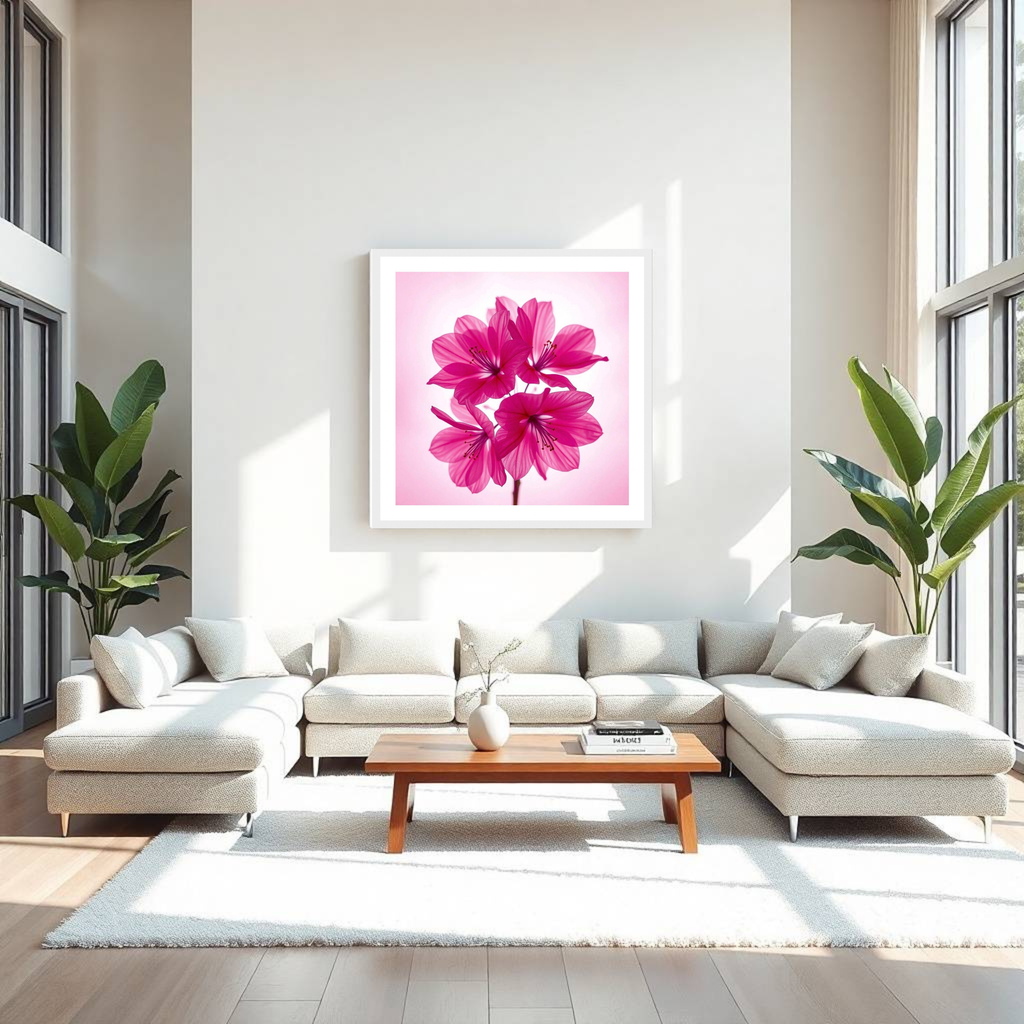Pink Floral Wall Art – Vibrant Pink Flowers Botanical Print