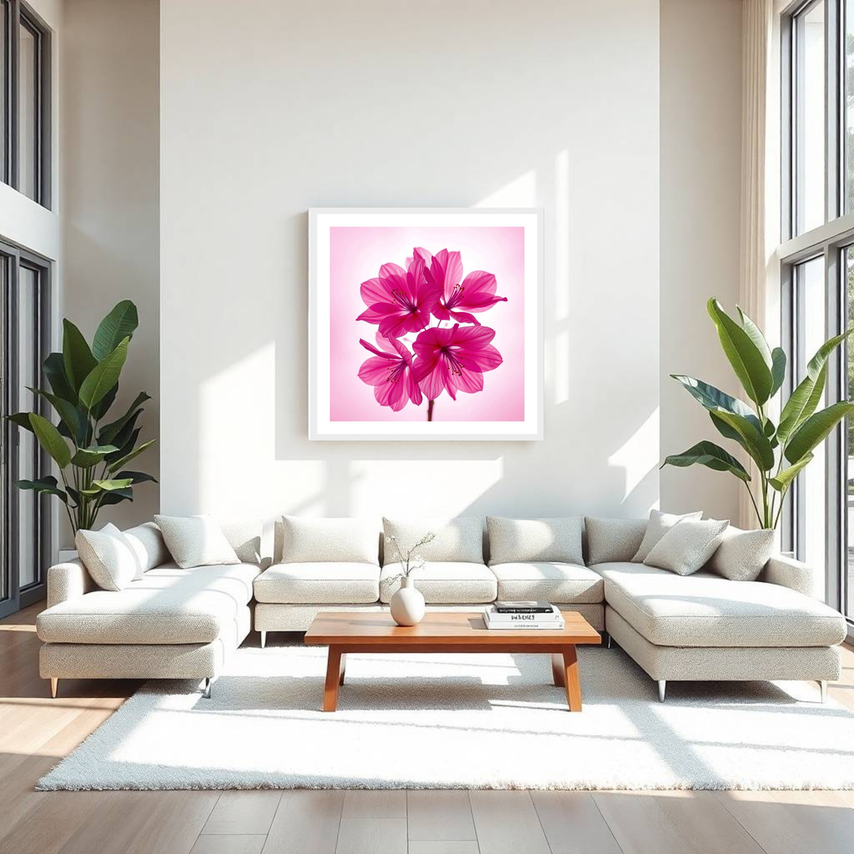 Pink Floral Wall Art – Vibrant Pink Flowers Botanical Print