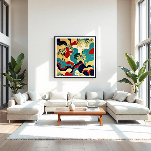 Colourful Japanese Abstract & Botanical Patterns Art Poster