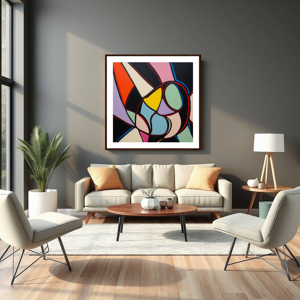 Harmony in Contrast – Colourful Modern Wall Art with Dynamic Organic Shapes