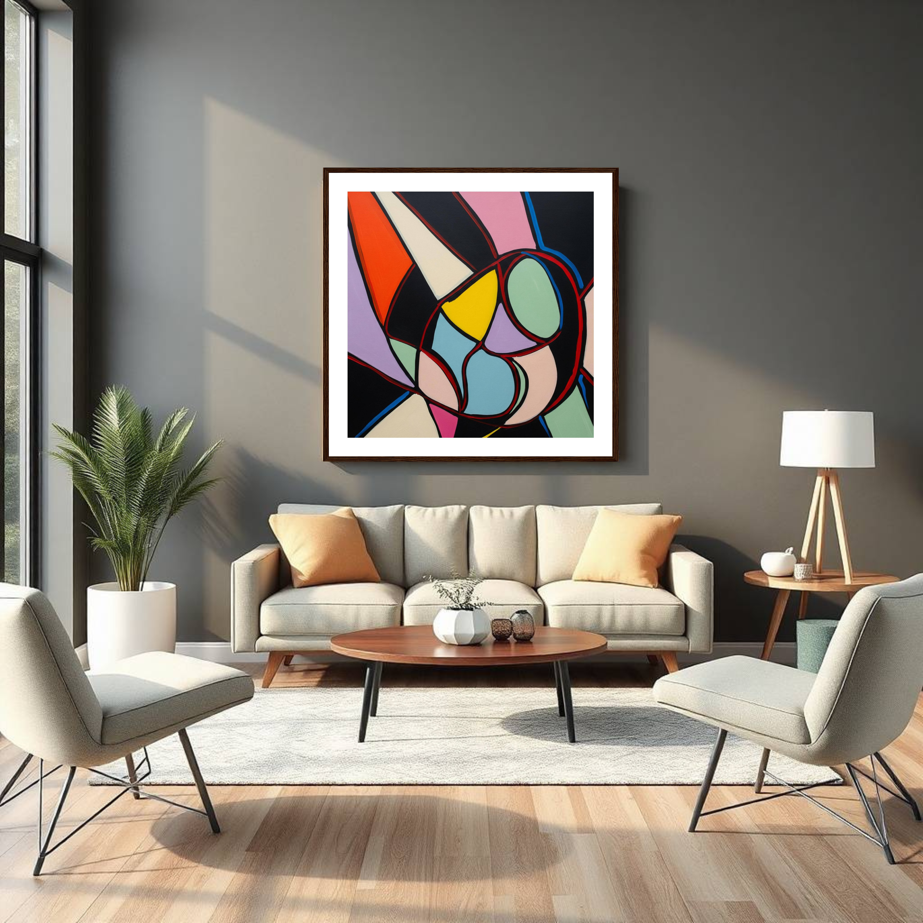 Harmony in Contrast – Colourful Modern Wall Art with Dynamic Organic Shapes