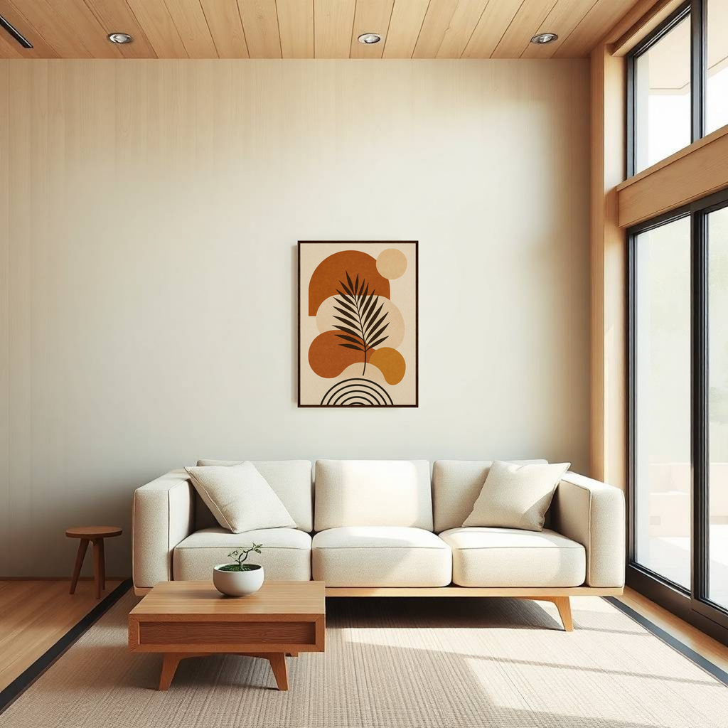 Minimalist Boho Abstract Wall Art in Earthy Brown and Beige Tones