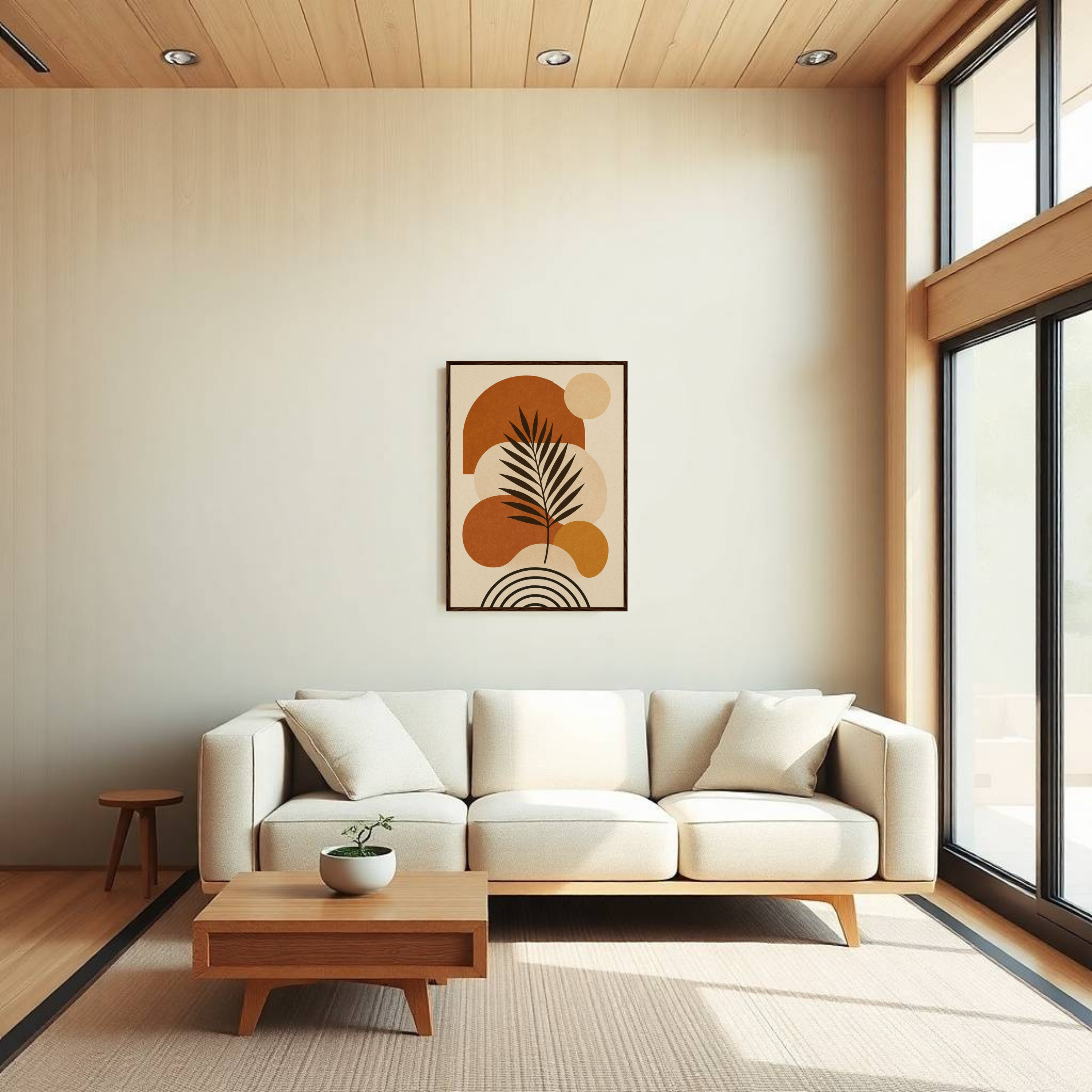 Minimalist Boho Abstract Wall Art in Earthy Brown and Beige Tones
