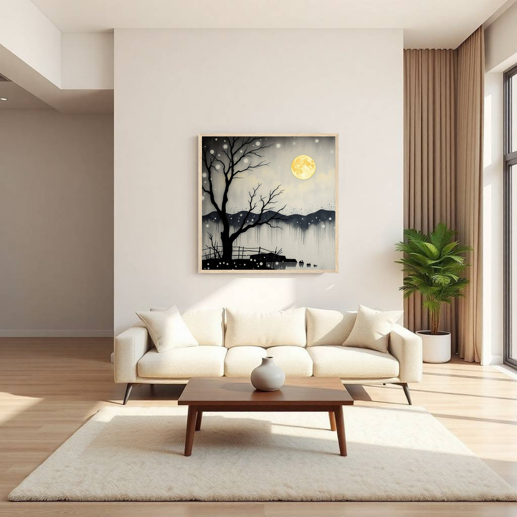 Yellow Moon Serenity - Night Sky Wall Art