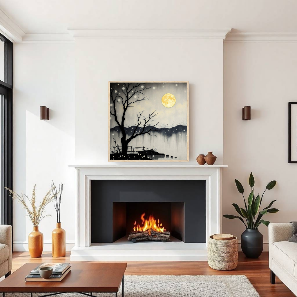 Yellow Moon Serenity - Night Sky Wall Art