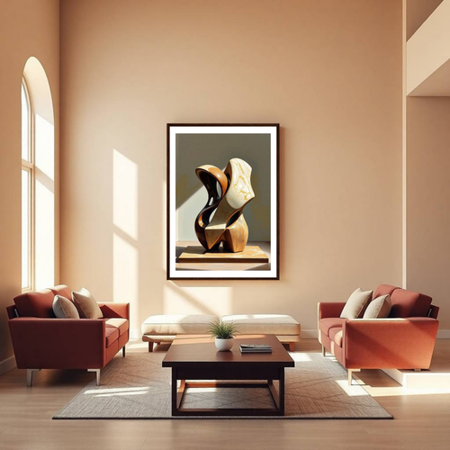 Abstract Bronze Entwined Sculpture Poster | Modern Curved Metallic Wall Art Print