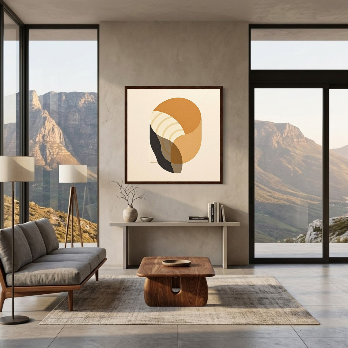 Minimalist Japandi Abstract Wall Art in Warm Neutral Tones