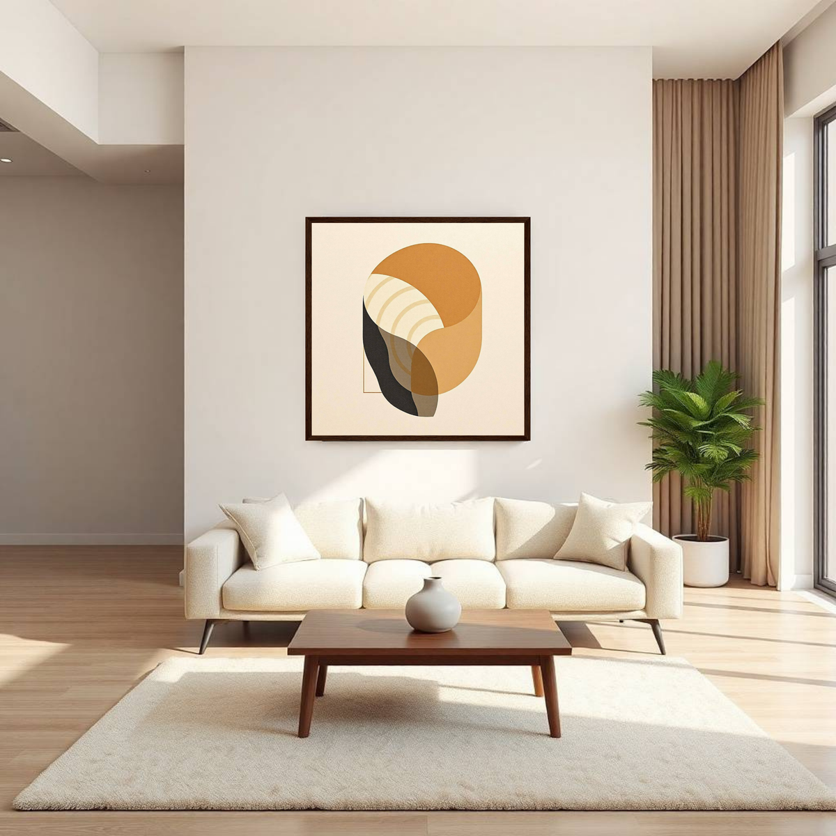 Minimalist Japandi Abstract Wall Art in Warm Neutral Tones