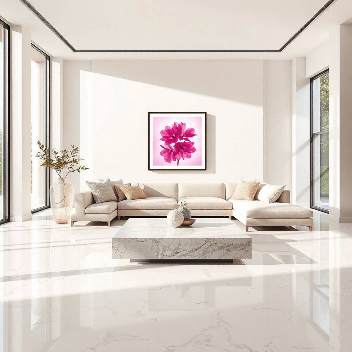 Pink Floral Wall Art – Vibrant Pink Flowers Botanical Print
