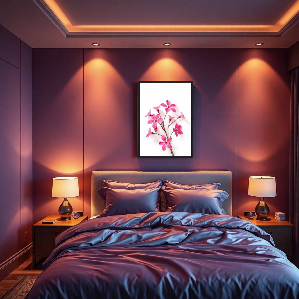 Pink Floral Botanical Wall Art – Elegant Flower Artwork
