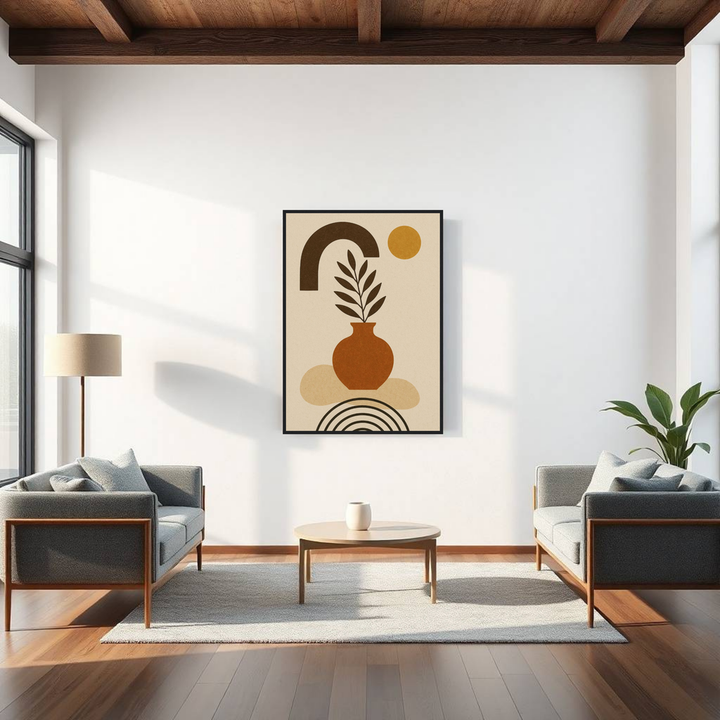 Minimalist Boho Abstract Art in Earthy Neutrals
