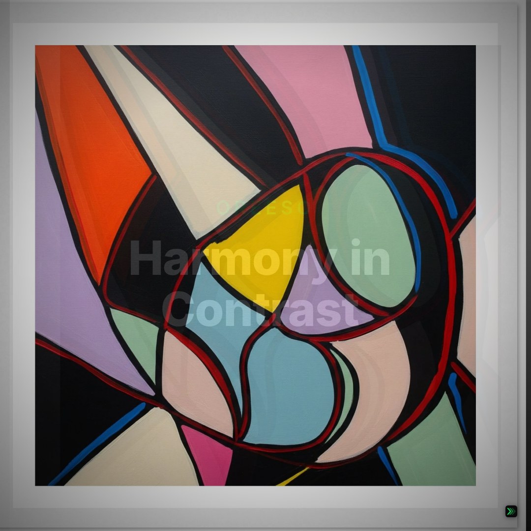 Harmony in Contrast – Colourful Modern Wall Art with Dynamic Organic Shapes – Clean Showcase