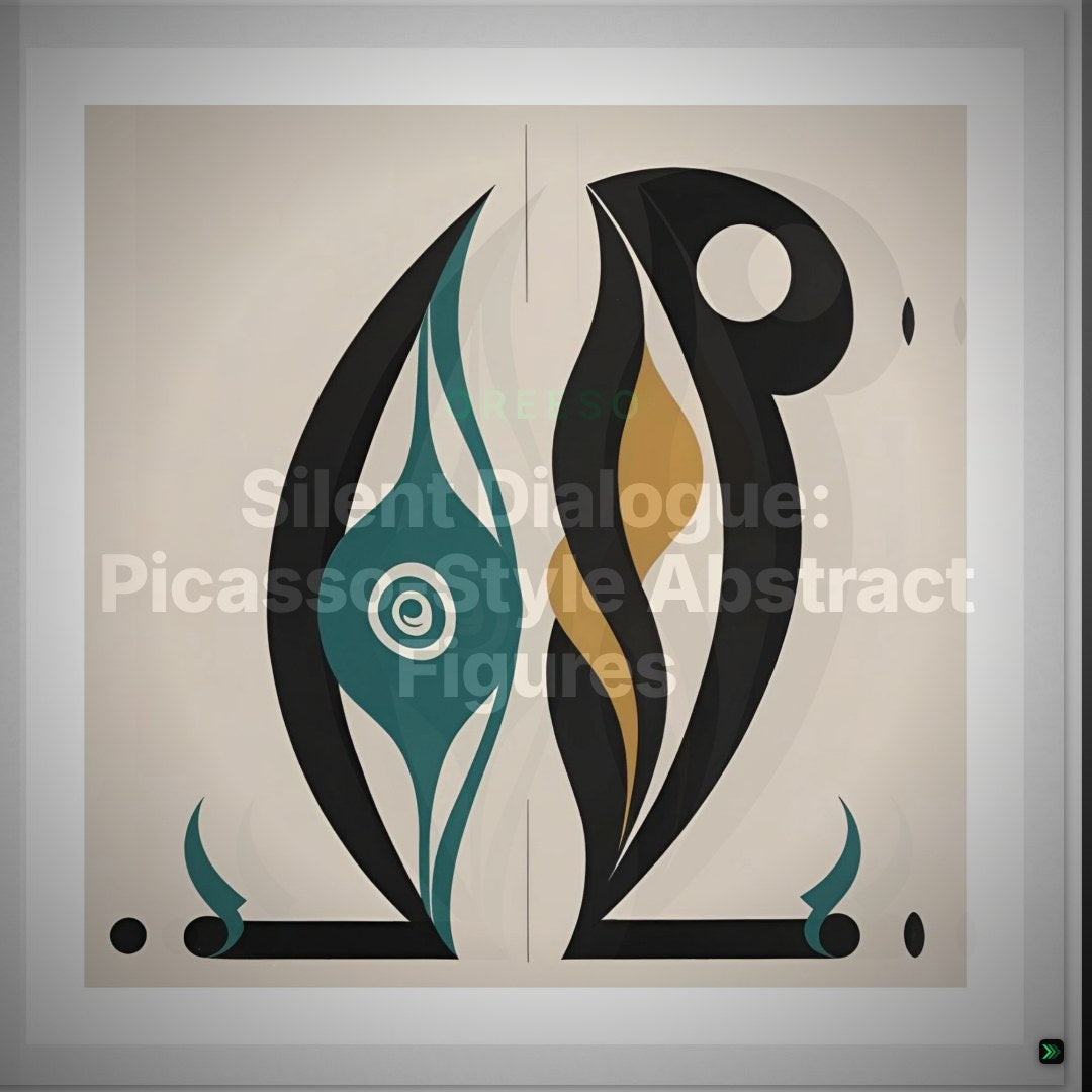 Silent Dialogue: Picasso-Style Abstract Figures – Clean Showcase